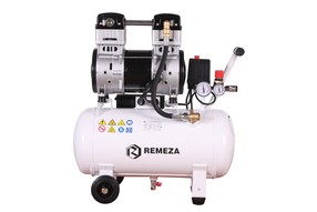 Tichý dvoupístový bezolejový kompresor Remeza, 250 l/min, vzdušník 50 l, 230 V